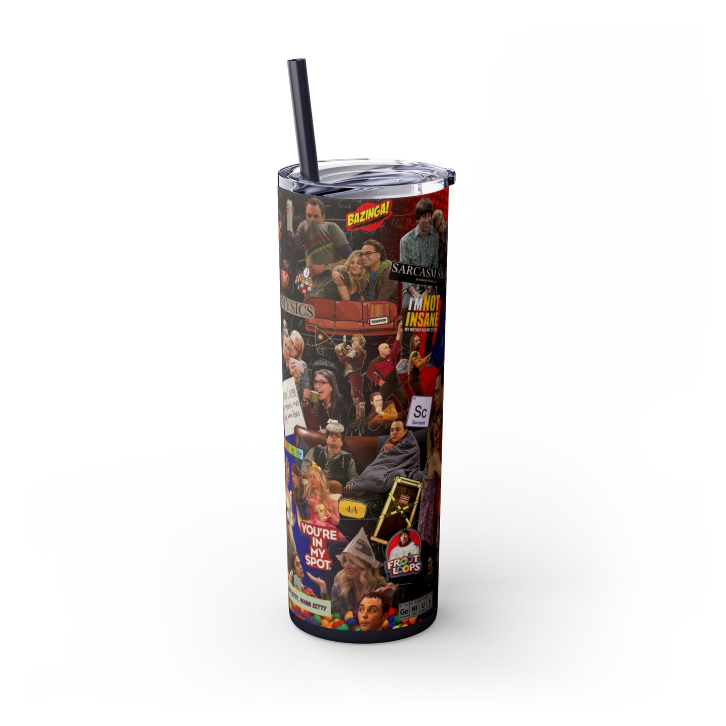 Skinny Tumbler - Sheldon Cooper Bazinga Physics TV Show Nerd The Big Bang Theory
