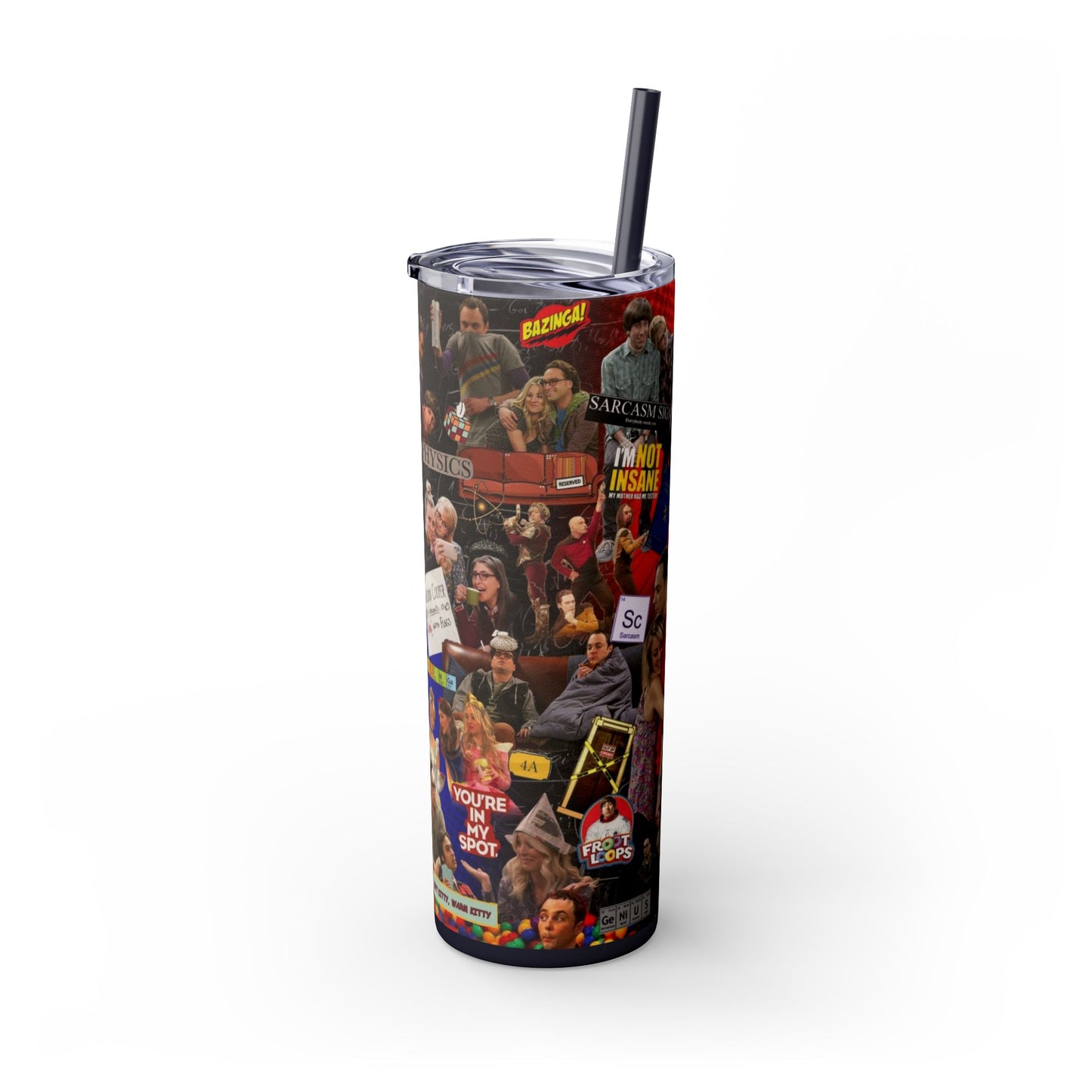 Skinny Tumbler - Sheldon Cooper Bazinga Physics TV Show Nerd The Big Bang Theory