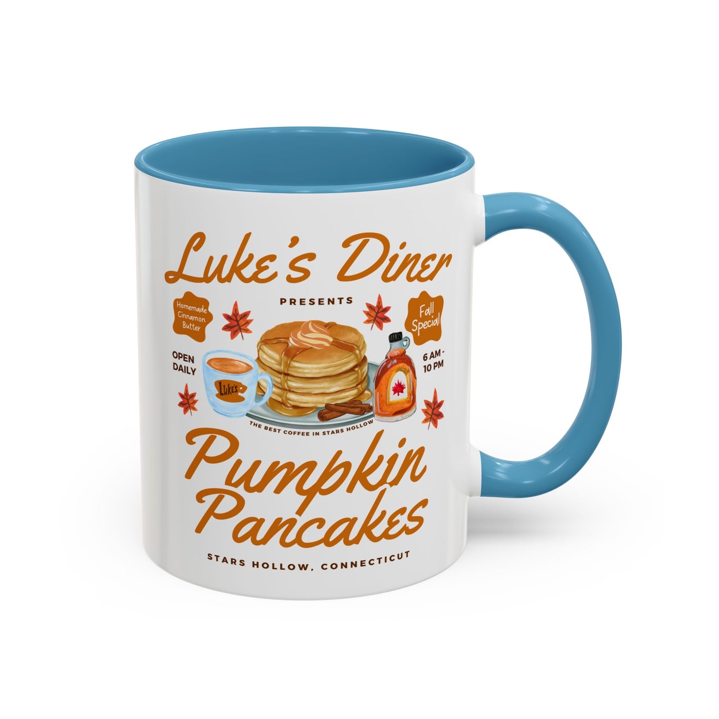 Gilmore Girls TV Show Colored Handle TV Mug 11 oz or 15 oz - Luke’s Diner Pumpkin Pancakes