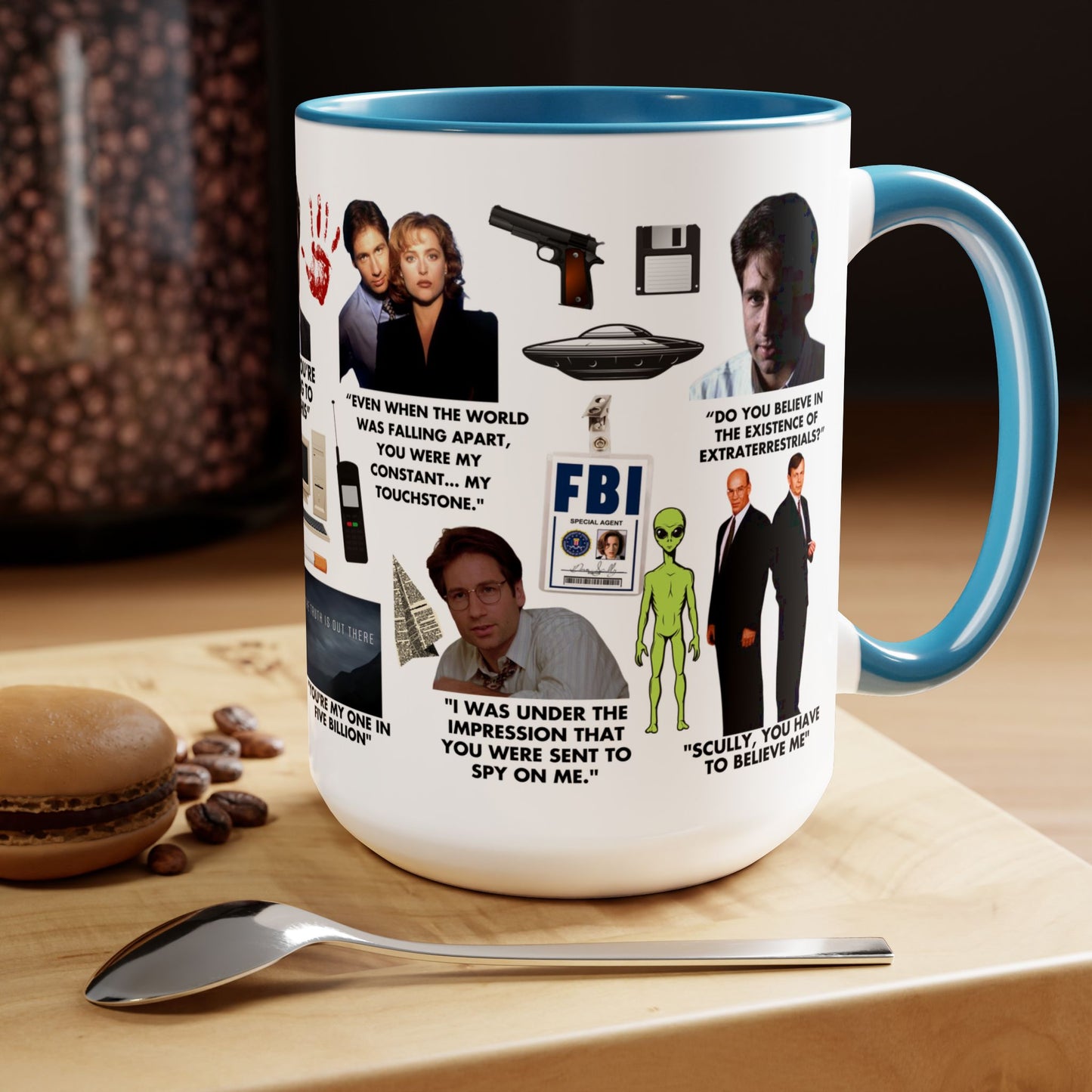 Files 15 oz Colored Handle Coffee Mug