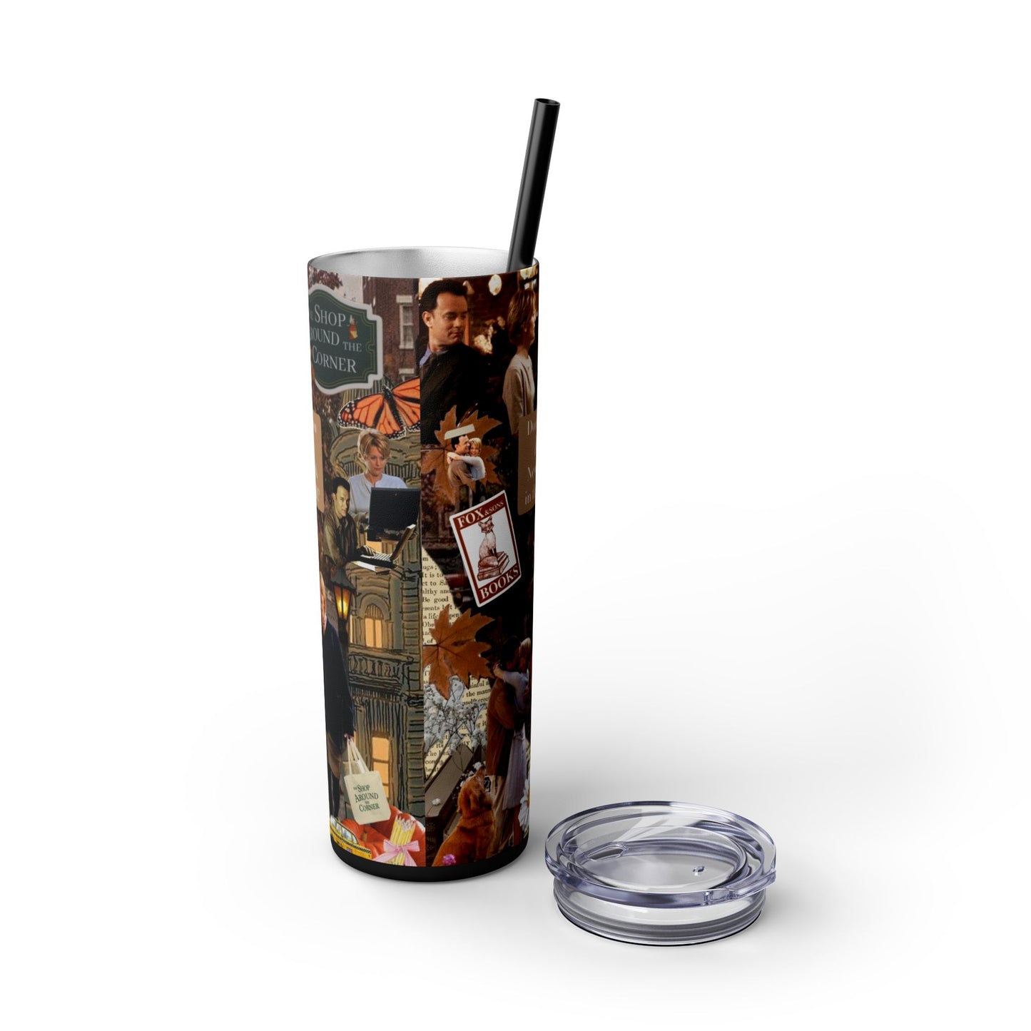 Skinny Tumbler Cup - You've Got Mail Movie Romcom 90s New York Design, 20oz