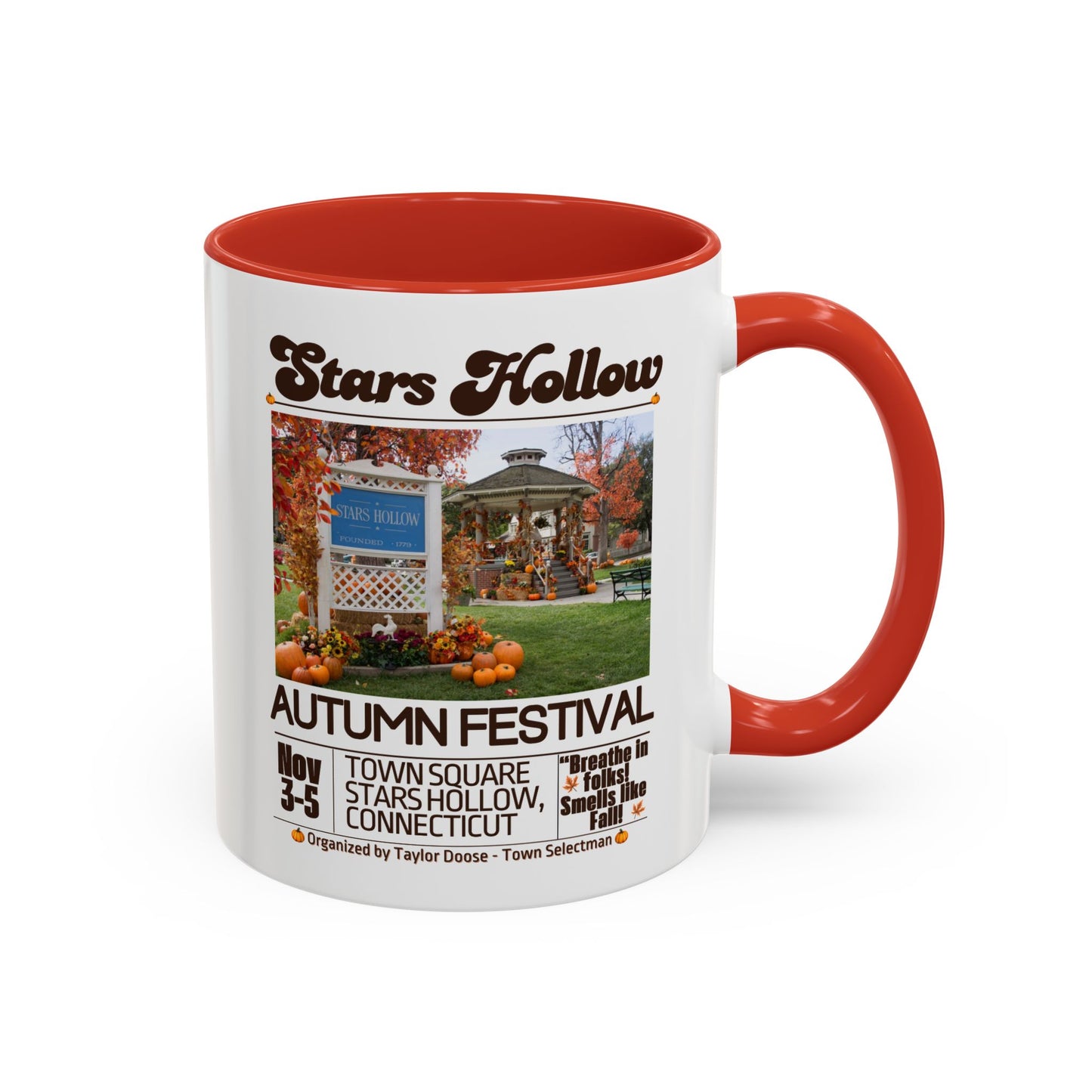 Gilmore Girls TV Show Colored Handle TV Mug 11 oz or 15 oz - Stars Hollow Autumn Festival Coffee Mug Gift