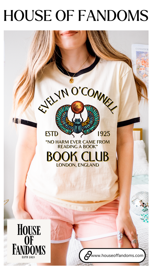 The Mummy 1999 Book Club Unisex Ringer Tee, Evelyn Oconnell 90s Movies Shirt, Vintage Film Fan Gift, Retro Movie Lover Top, Classic