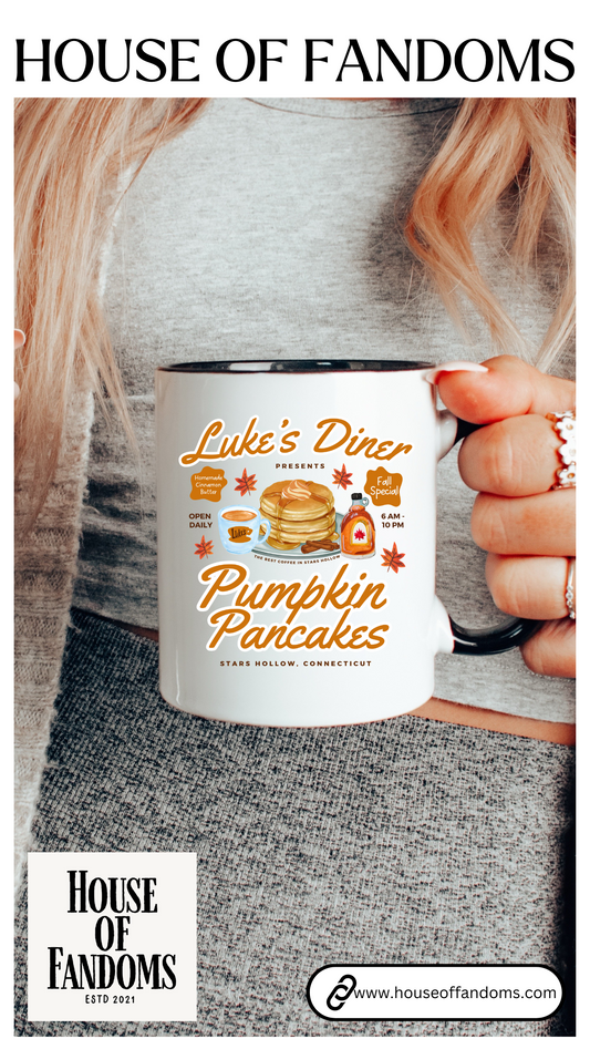 Gilmore Girls TV Show Colored Handle TV Mug 11 oz or 15 oz - Luke’s Diner Pumpkin Pancakes