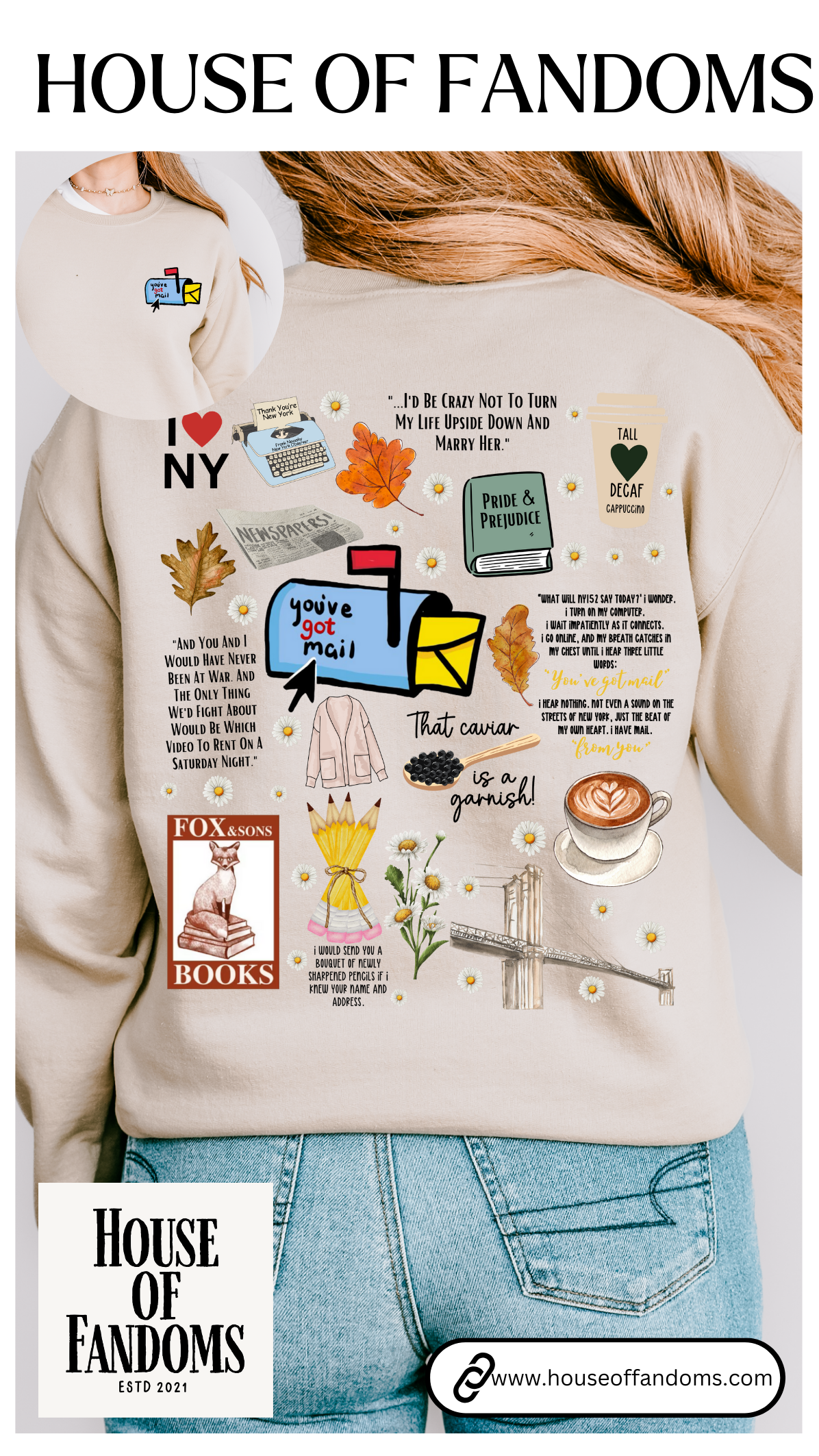 You've Got Mail Movie 2 Sided Sweatshirt